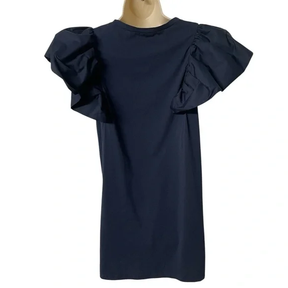 TCEC Ruffle Sleeve Navy women’s Mini T-shirt Dress size Large casual stretch new - Picture 5 of 8
